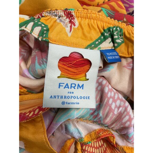 Anthropologie Farm x Orange Single-Shoulder Printed Maxi Dress Size XS PETITE - Picture 4 of 5